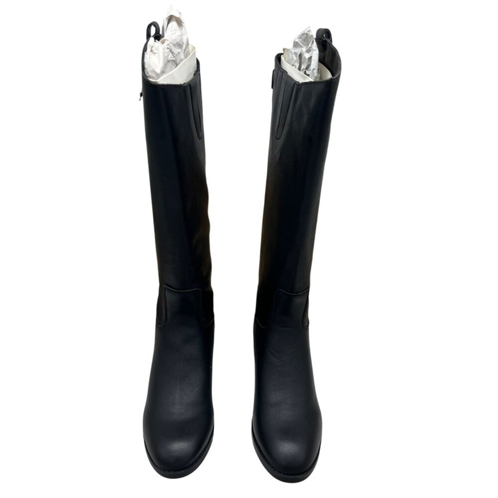 NIB 206 Collective Womens Voltan Knee High Boots Size 7.5 Black Leather Preppy